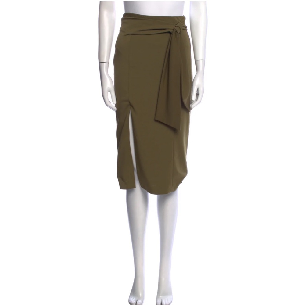 Alice + Olivia Olive Green Midi Skirt